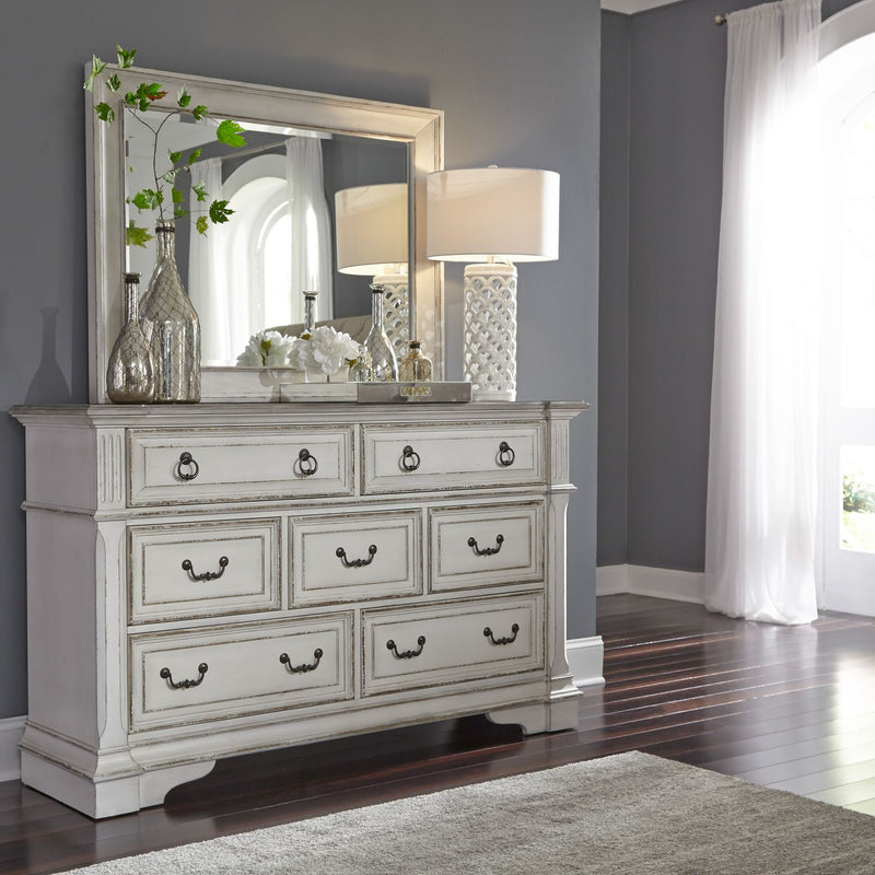 Abbey Park King California Panel Bed, Dresser & Mirror, Chest, Night Stand