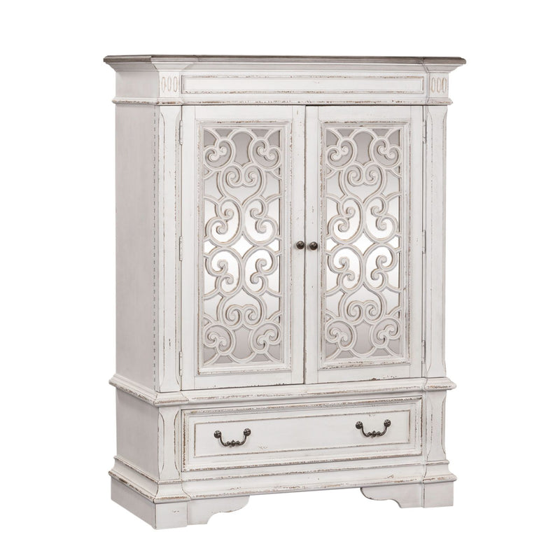Abbey Park Mirrored Door Chest in Antique White