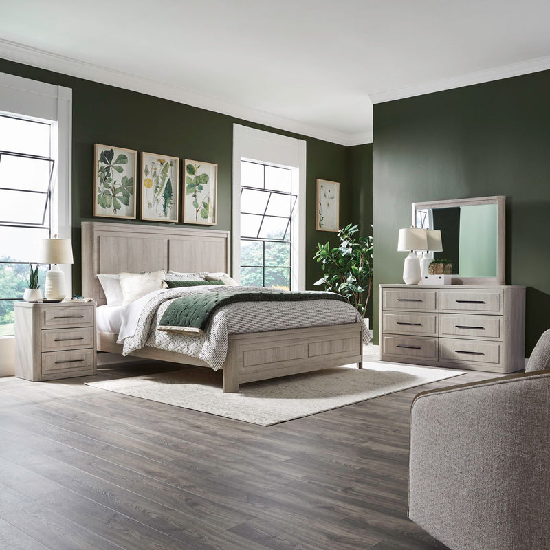 Modern Play Queen Panel Bed, Dresser & Mirror, Night Stand image