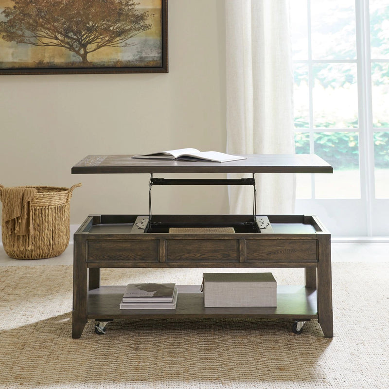 Paradise Valley Lift Top Cocktail Table in Saddle Brown image
