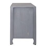 Marisol 65 Inch 3 Door Accent TV Stand in Weathered Honey and Soft Wash Gray image
