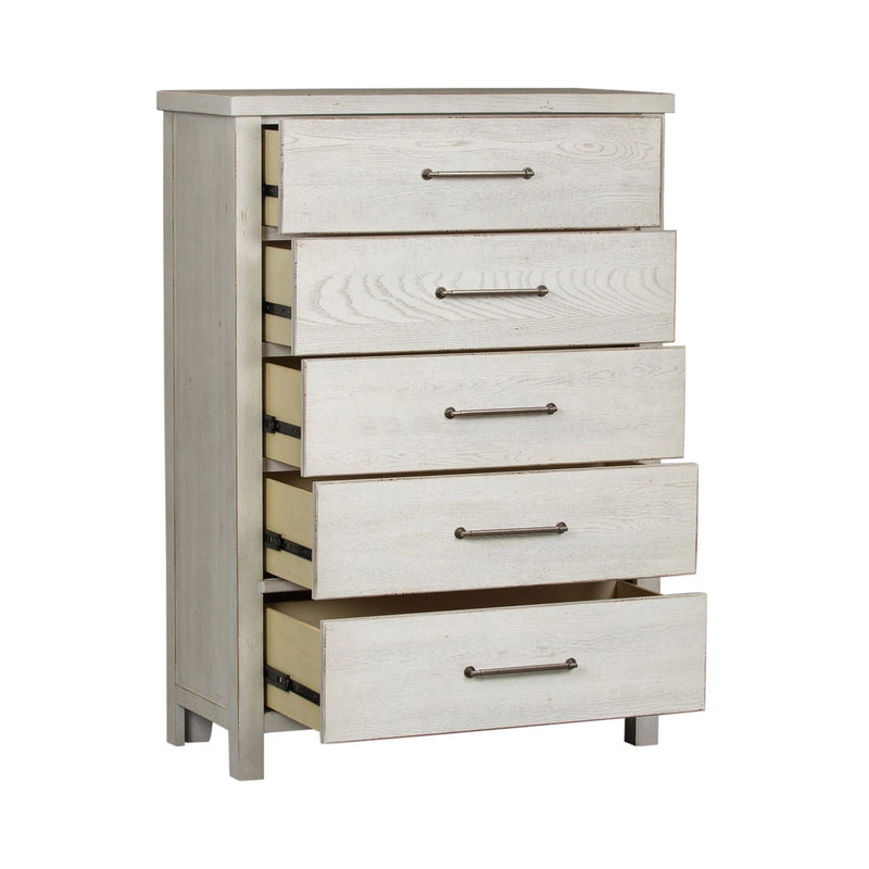 Modern Farmhouse 5 Drawer Chest in White image