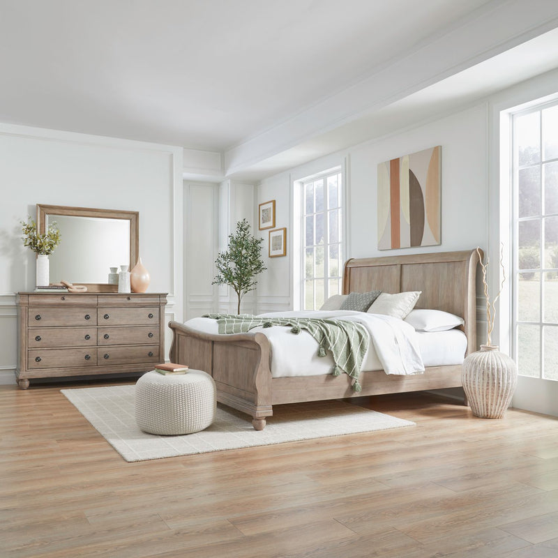 Rustic Traditions King Sleigh Bed, Dresser & Mirror image