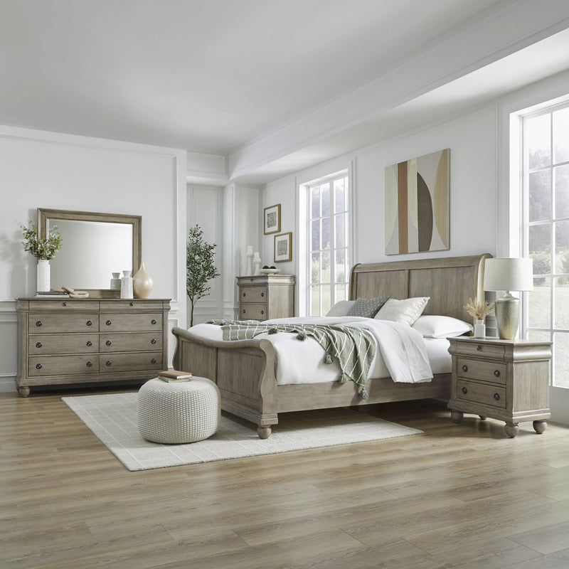 Rustic Traditions King California Sleigh Bed, Dresser & Mirror, Chest, Night Stand image