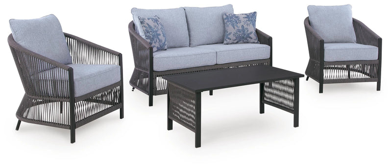Bodega Island Outdoor Love/Chairs/Table Set (Set of 4)
