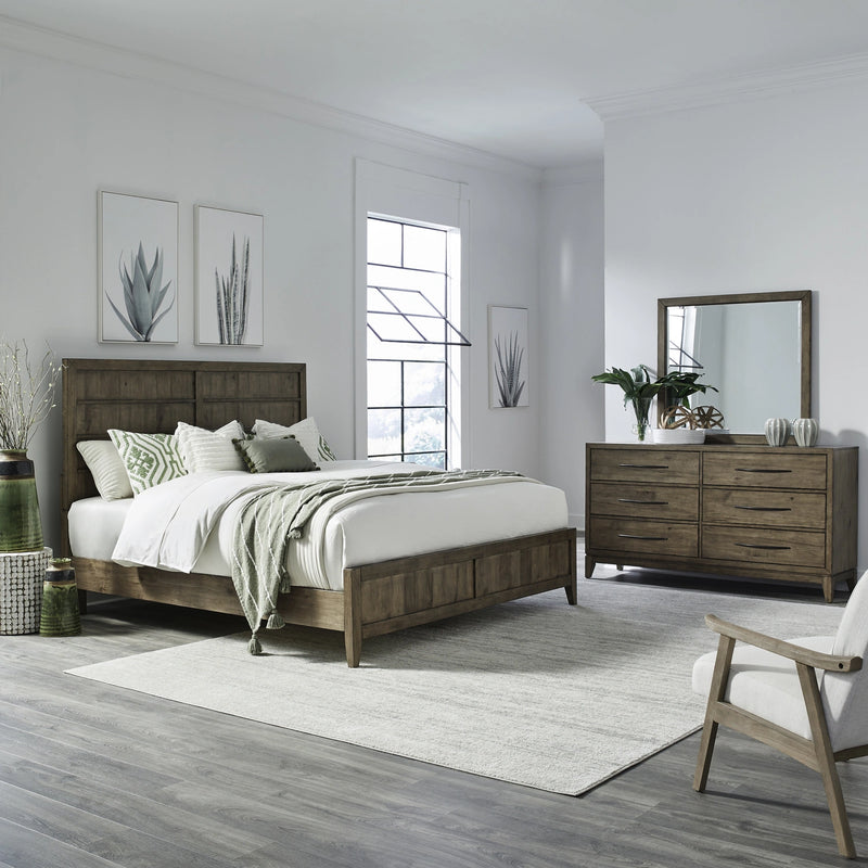 Shaker Lakes King Panel Bed, Dresser & Mirror image