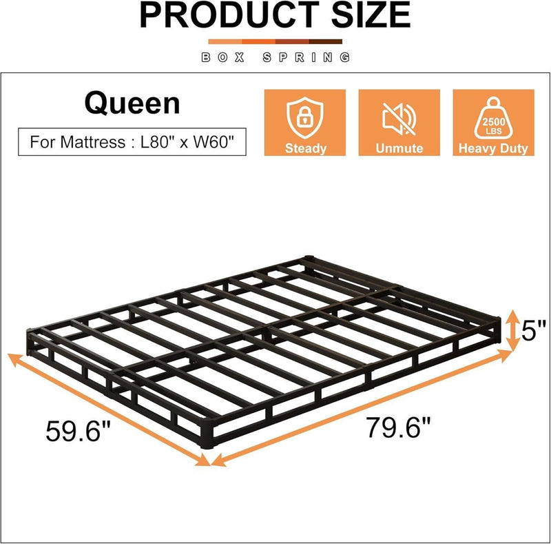 Low Profile Metal Queen Box Foundation