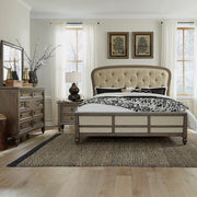 Americana Farmhouse King Shelter Bed, Dresser & Mirror, Night Stand image