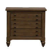 Americana Farmhouse 6 Drawer Bedside Chest in Dusty Taupe and Black image