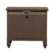Americana Farmhouse 6 Drawer Bedside Chest in Dusty Taupe and Black image