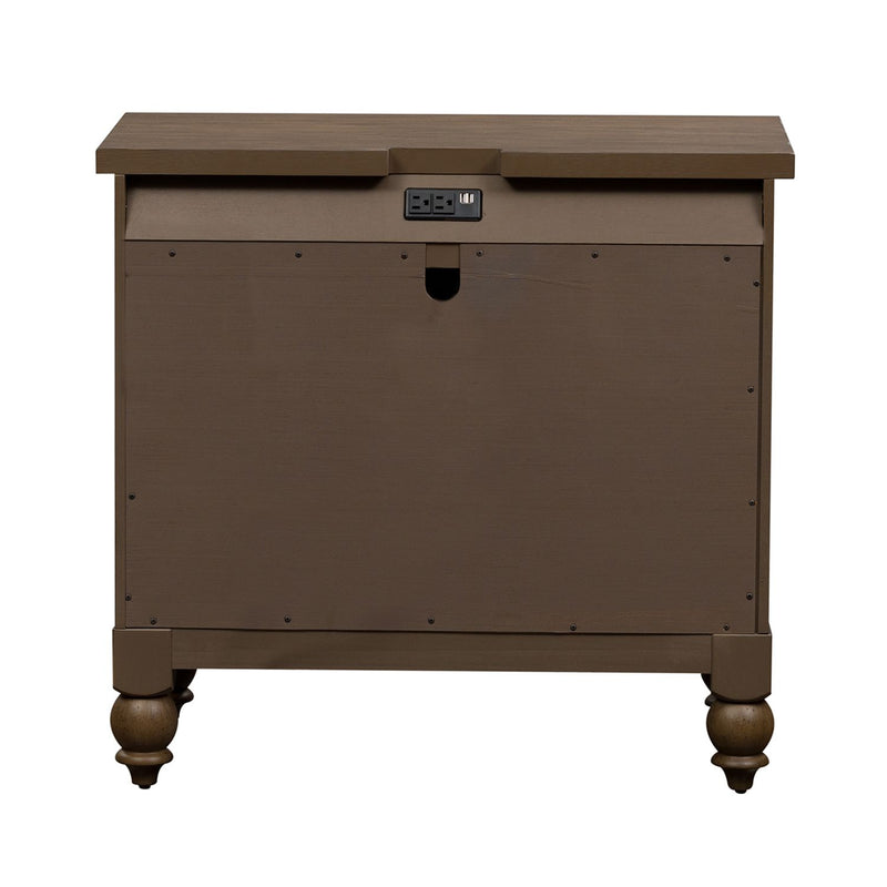 Americana Farmhouse 6 Drawer Bedside Chest in Dusty Taupe and Black image