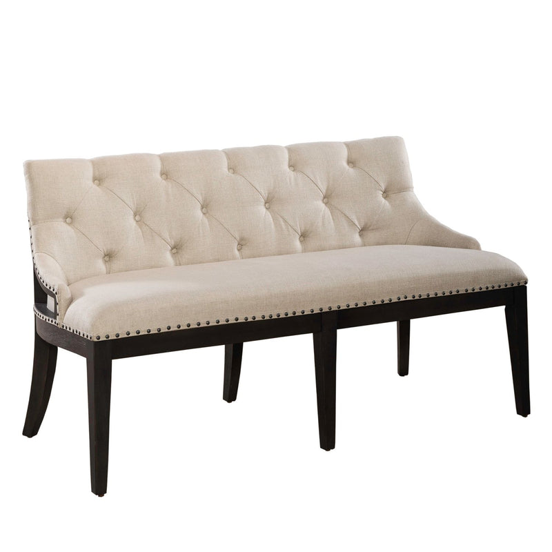 Americana Farmhouse Uph Shelter Dining Bench in Dusty Taupe & Black