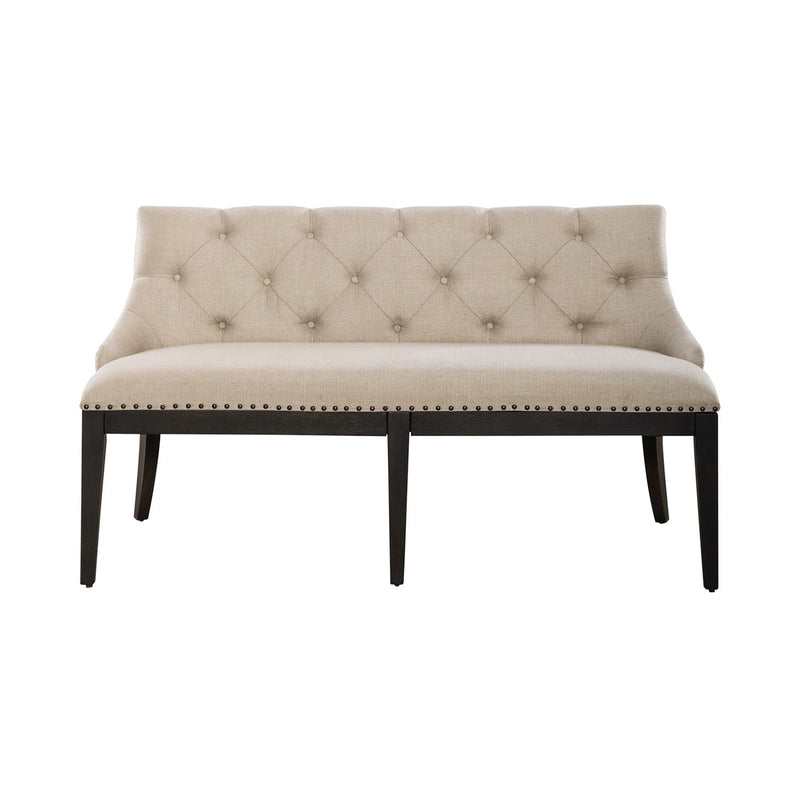 Americana Farmhouse Uph Shelter Dining Bench in Dusty Taupe & Black