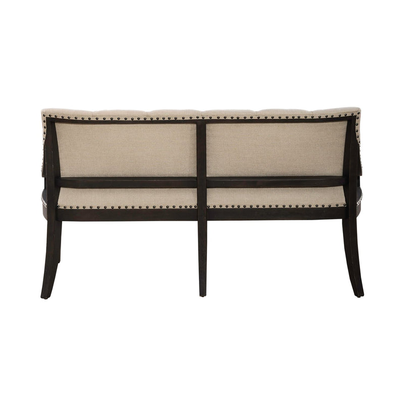 Americana Farmhouse Uph Shelter Dining Bench in Dusty Taupe & Black