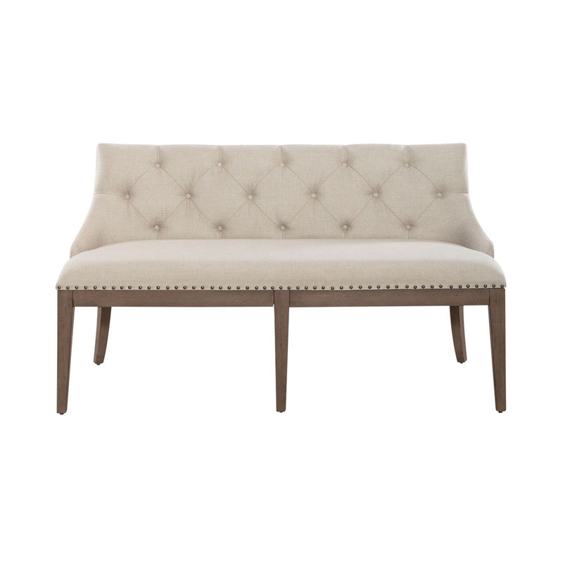 Americana Farmhouse Uph Shelter Dining Bench in Dusty Taupe & Black