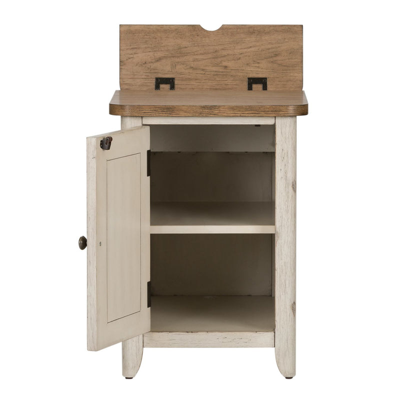 Farmhouse Reimagined Door Chair Side Table w/ Charging in Antique White