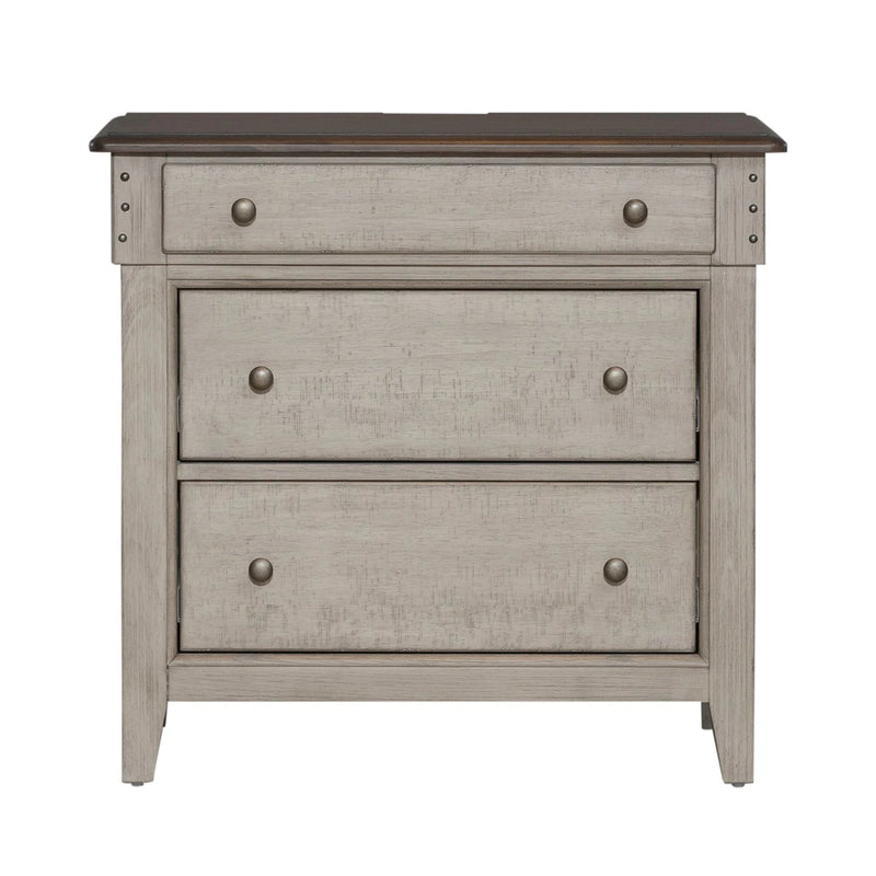Ivy Hollow 3 Drawer Bedside Chest w/ Charging Station in Weathered Linen image