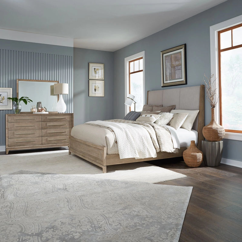 Brentwood King California Uph Bed, Dresser & Mirror image