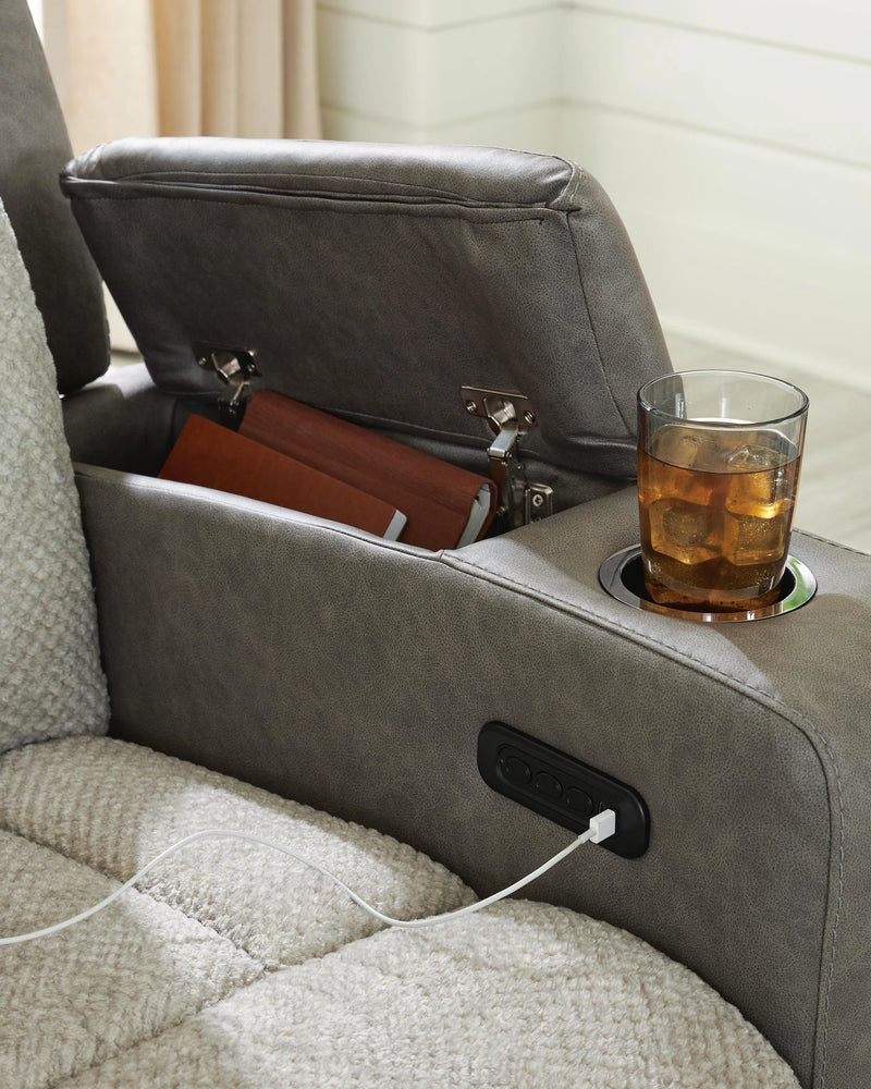 Stately Check Power Reclining Loveseat with Console