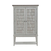 River Place Bar Cabinet in Riverstone White & Tobacco EST SHIP TIME APPX 4 WEEKS image