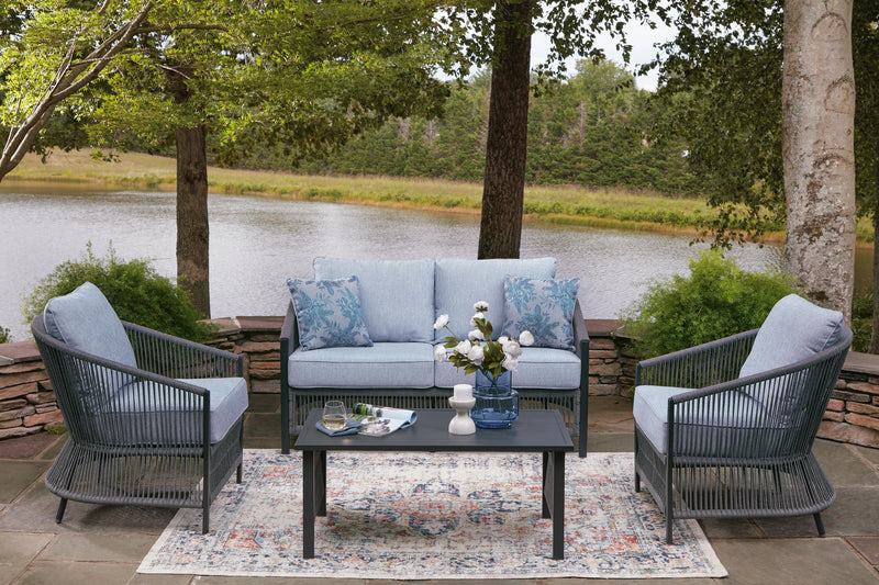 Bodega Island Outdoor Love/Chairs/Table Set (Set of 4)