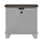 River Place 3 Drawer Nightstand with Charging Station in Riverstone White and Tobacco image