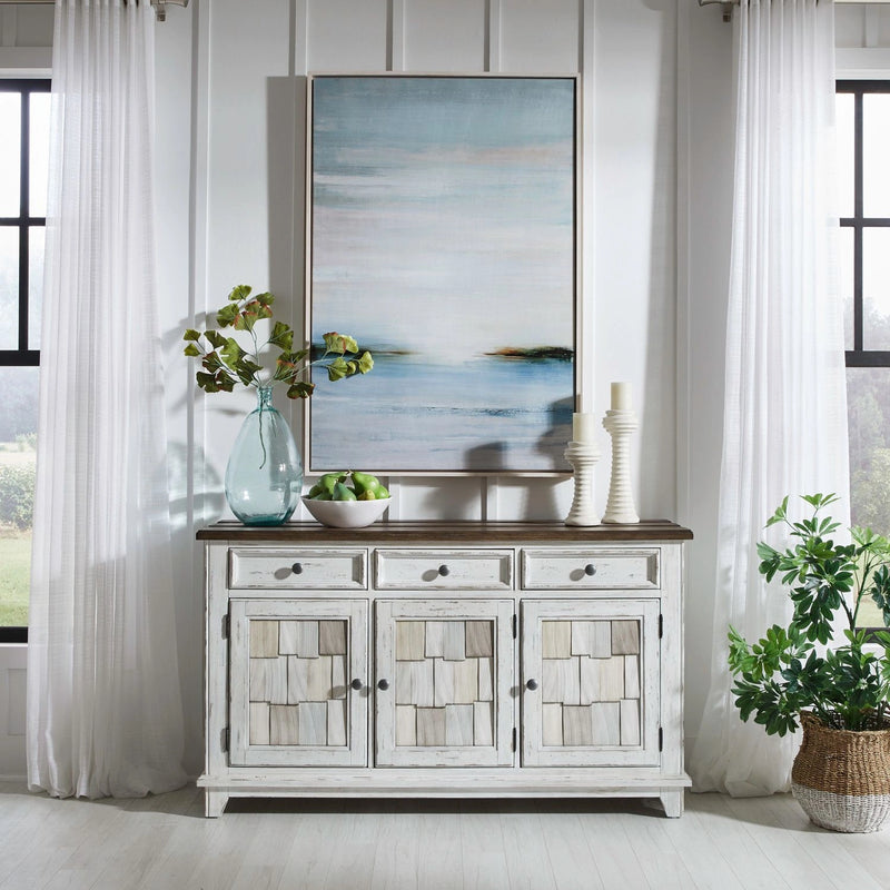 River Place Accent Server in Riverstone White & Tobacco image