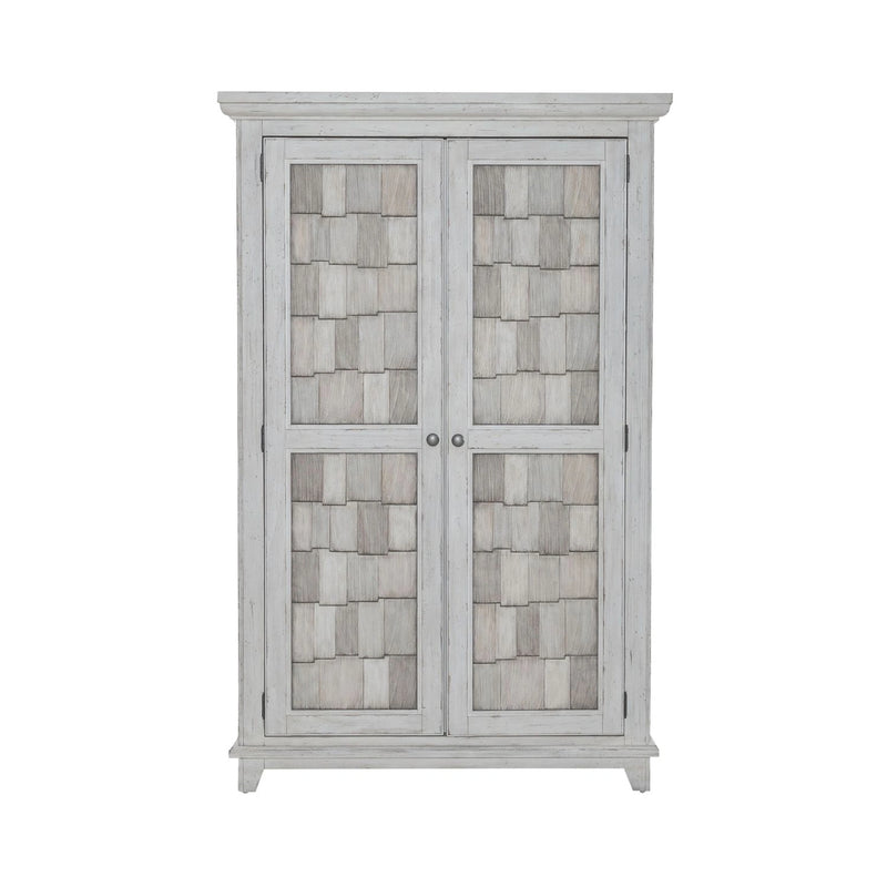 River Place Armoire in Riverstone White and Tobacco image