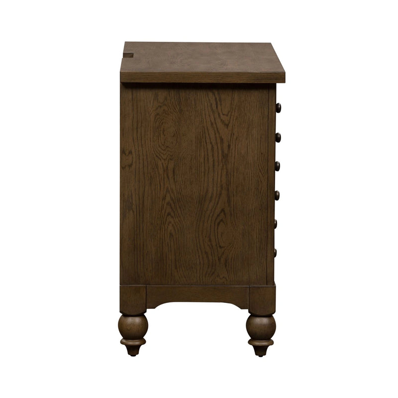 Americana Farmhouse 6 Drawer Bedside Chest in Dusty Taupe and Black image