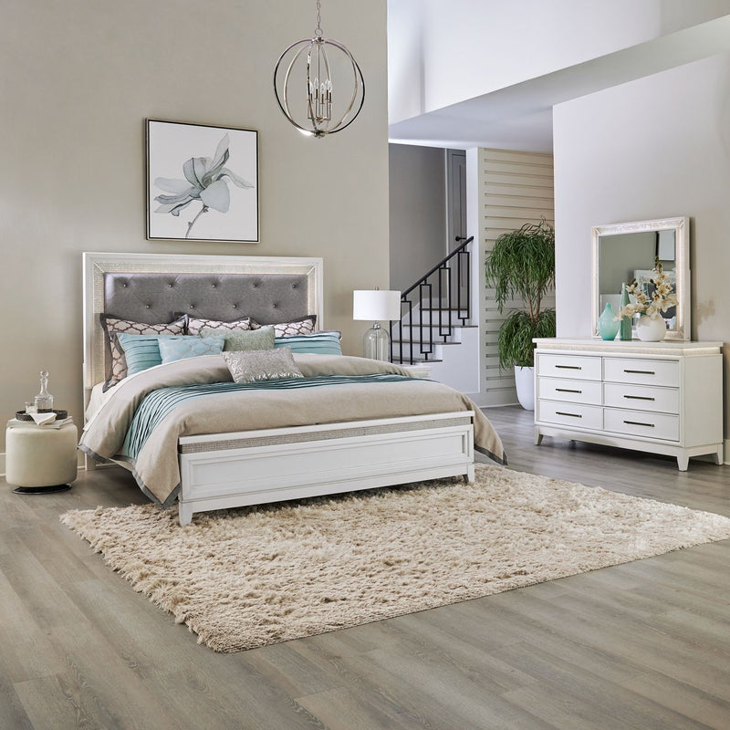 Reflections King California Uph Bed, Dresser & Mirror image