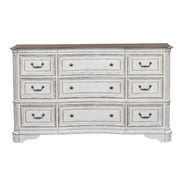 Magnolia Manor Leg 9 Drawer Dresser in Antique White image