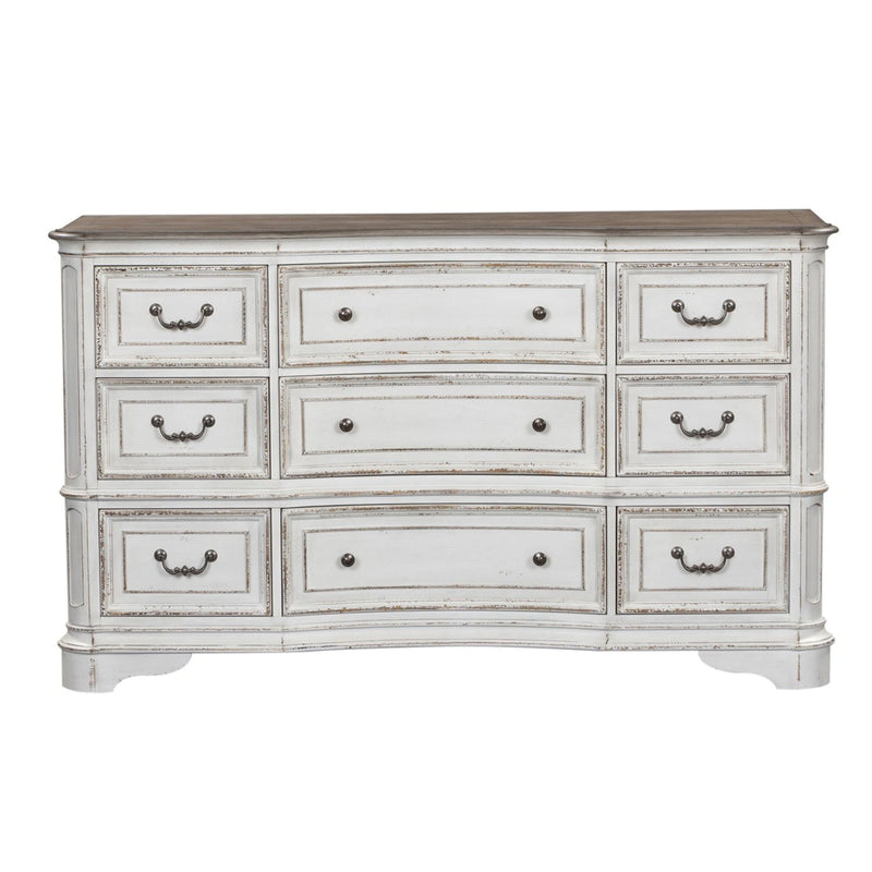 Magnolia Manor Leg 9 Drawer Dresser in Antique White image