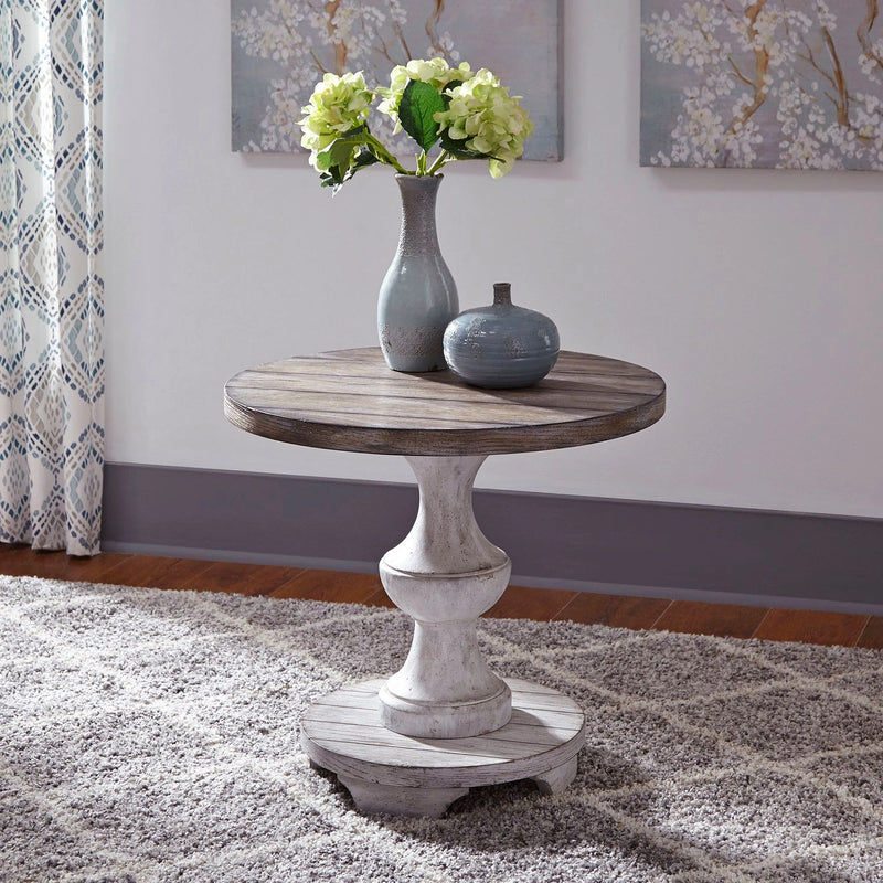 Sedona Round End Table in Heavy Distressed White image