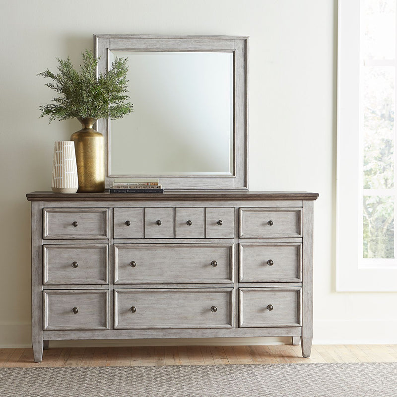 Heartland Queen Panel Bed, Dresser & Mirror, Chest, Night Stand