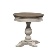 Heartland Round Pedestal Chair Side Table in Antique White image