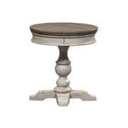 Heartland Round Pedestal Chair Side Table in Antique White image