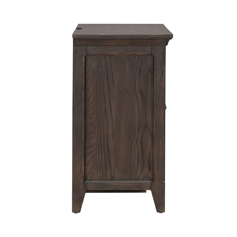 Paradise Valley 2 Door Bedside Chest with Charging Station in Saddle Brown image