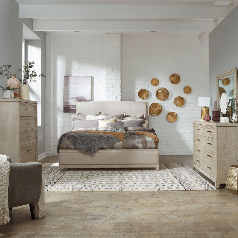Belmar King California Upholstered Bed, Dresser & Mirror, Chest image