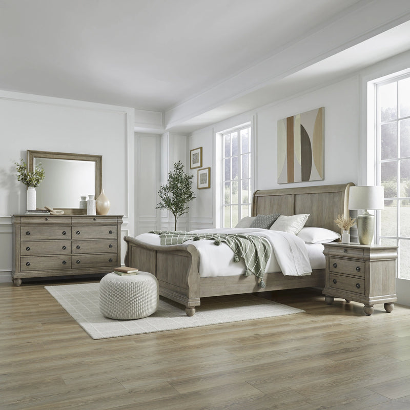 Rustic Traditions King California Sleigh Bed, Dresser & Mirror, Night Stand image