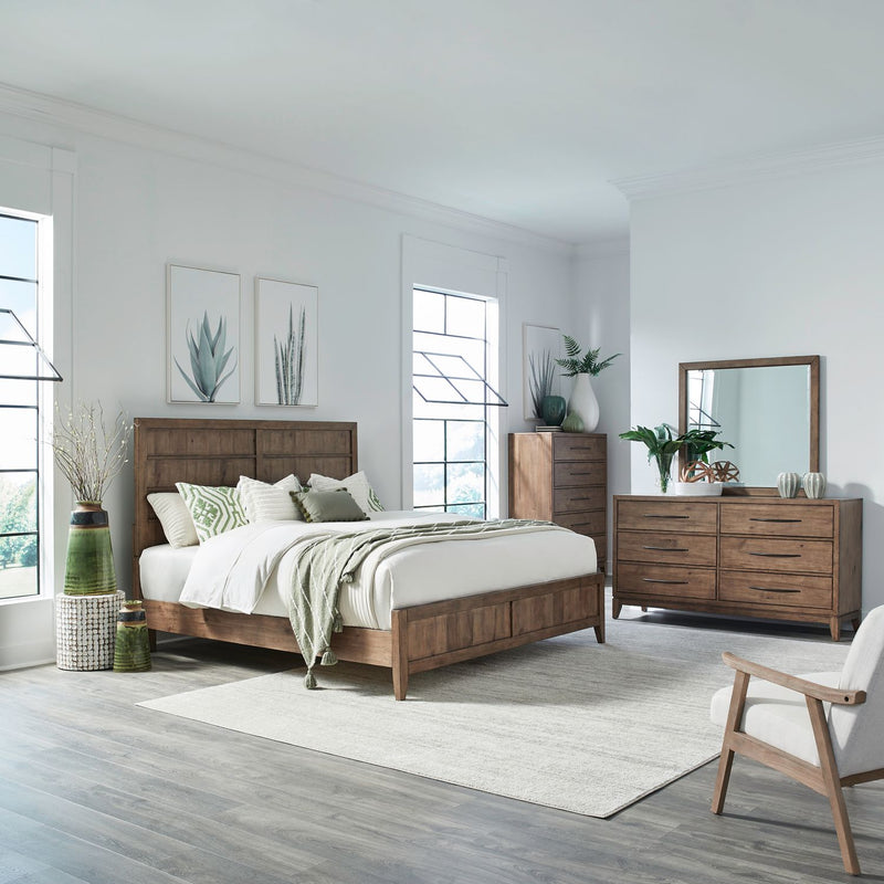 Shaker Lakes King California Panel Bed, Dresser & Mirror, Chest image