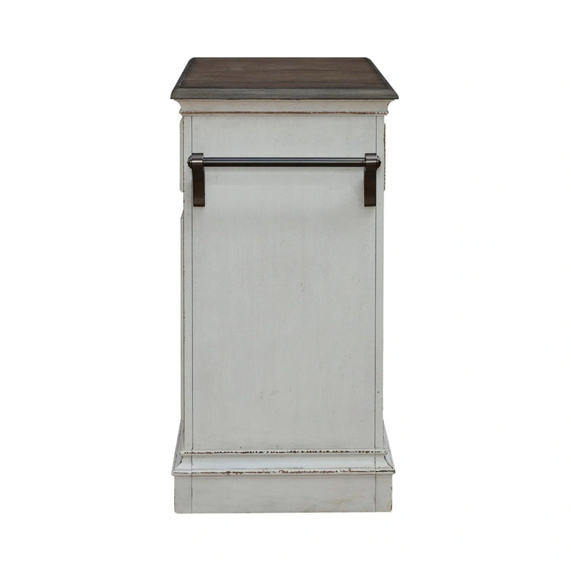 Magnolia Manor Bar Cart in Antique White & Weathered Bark EST SHIP TIME APPX 4 WEEKS image