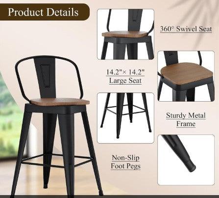 Counter Height 24" - 2 Swivel Bar Stools
