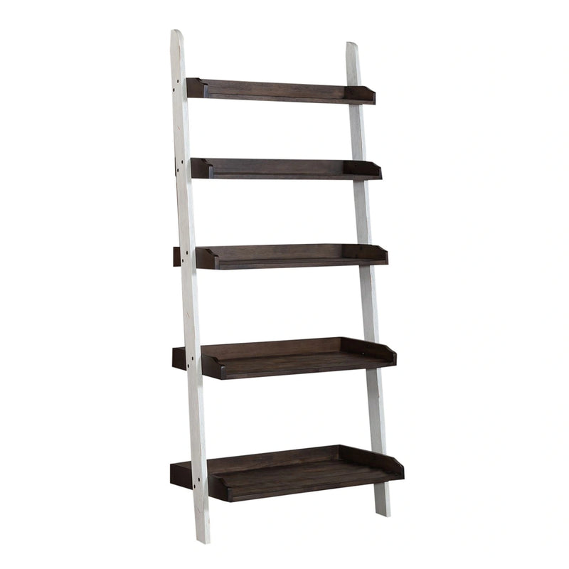 Farmhouse Leaning Bookcase in White/Oak image