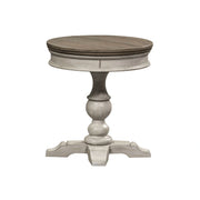 Heartland Round Pedestal Chair Side Table in Antique White image