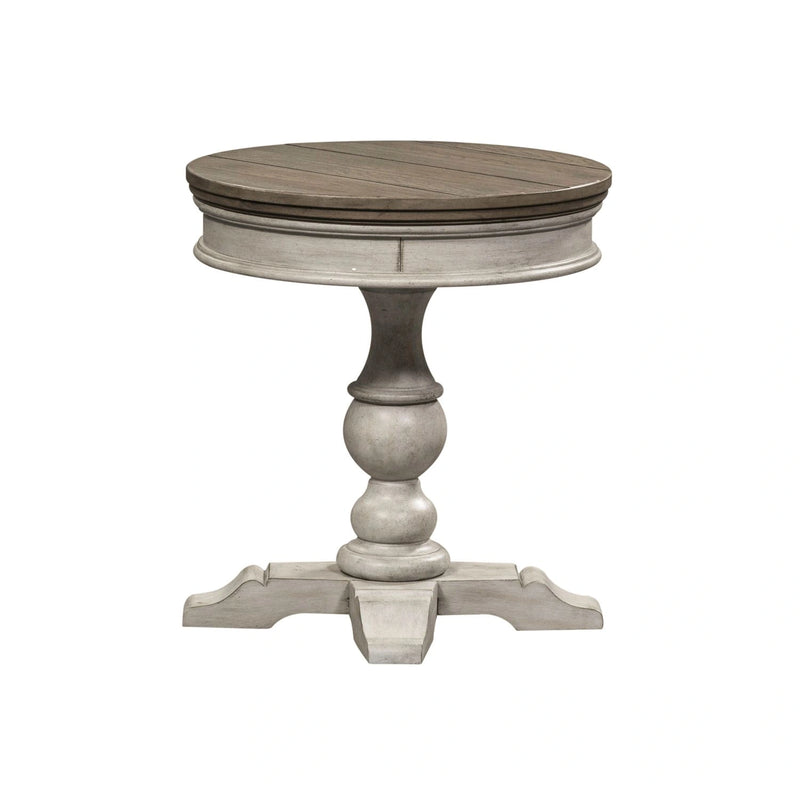 Heartland Round Pedestal Chair Side Table in Antique White image