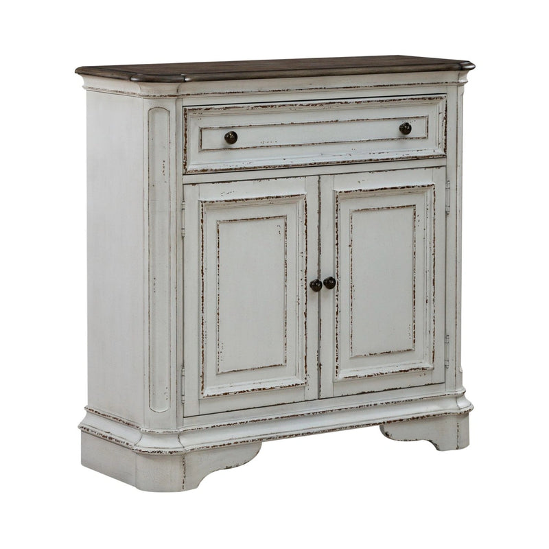 Magnolia Manor Accent Cabinet in Antique White & Weathered Bark EST SHIP TIME APPX 4 WEEKS image