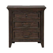 Paradise Valley Nightstand with Charging Station in Saddle Brown image
