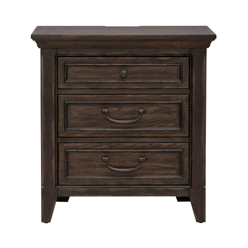 Paradise Valley Nightstand with Charging Station in Saddle Brown image