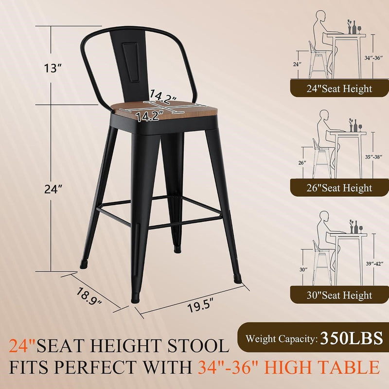 Counter Height 24" - 2 Swivel Bar Stools