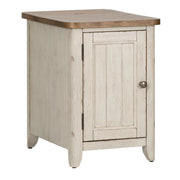 Farmhouse Reimagined Door Chair Side Table w/ Charging in Antique White image